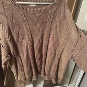 POL Women's Brown Cable Knit Sweater